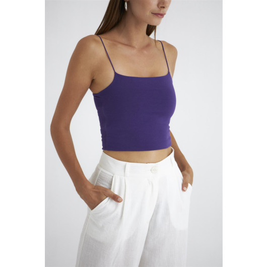 Purple Crop Top With Rope Strap
