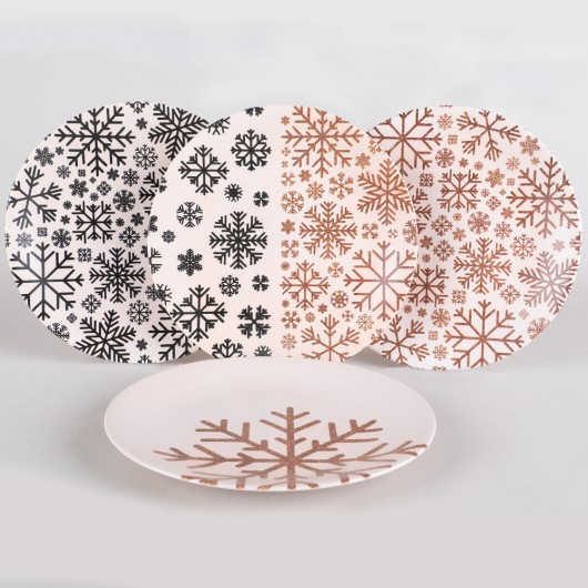 Snowflakes Serving Plate 25 Cm 4 Pieces - 17966-67-68-69