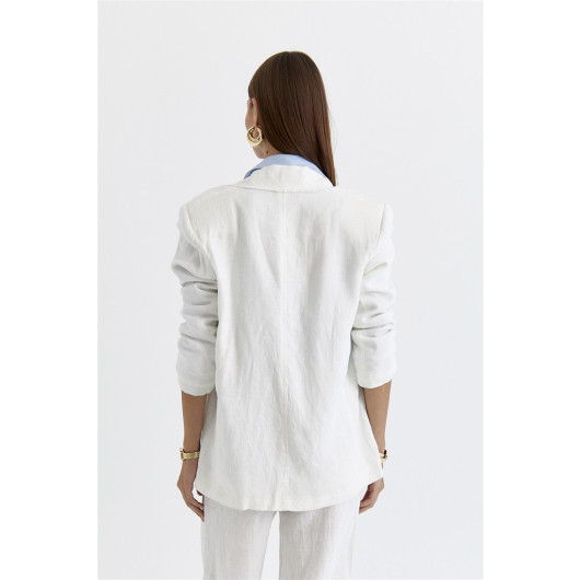 Linen Blazer White Women's Jacket