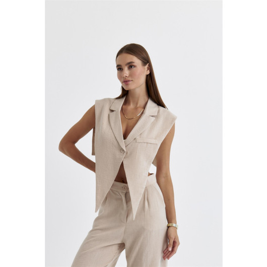 Linen Blend Design Mink Women's Vest
