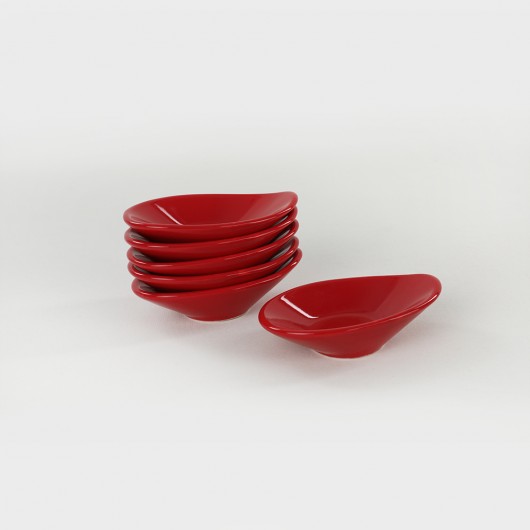 Dalga . Dish For Nuts / Sauce, Red Color 12 Cm, 6 Pieces