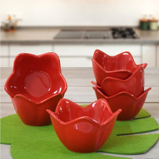 Red Lily Snack Bowl 12 Cm 6 Pieces