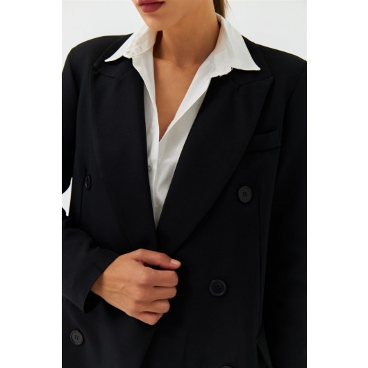 Double Breasted Blazer Black Women's Jacket