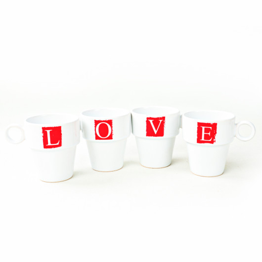 Love Mug 10 Cm 4 Pieces