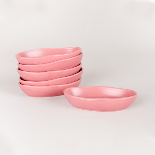 Matte Dried Rose Seafood Snack/Sauce Bowl 14 Cm 6 Pieces