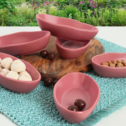 Matte Dried Rose Seafood Snack/Sauce Bowl 14 Cm 6 Pieces