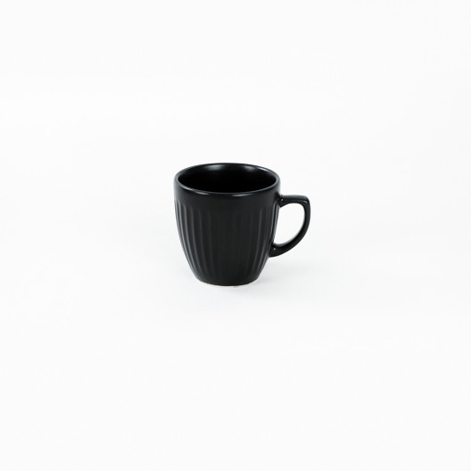 12 Pieces Black Matte/Matte Striped Design Coffee Cups Set For 6 Persons