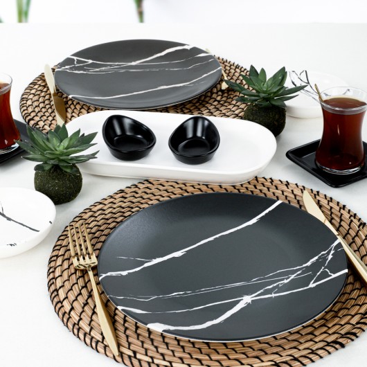 11 Pieces Marble Breakfast Dinnerware Set For Two - 17950/51