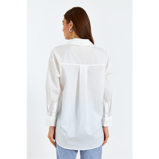 Oversize Poplin White Women's Shirt