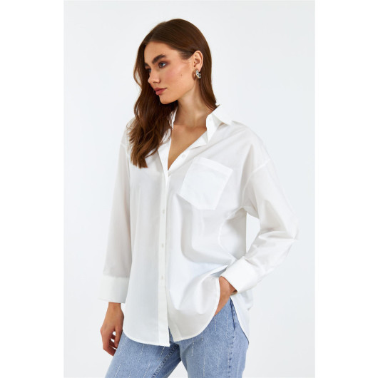 Oversize Poplin White Women's Shirt