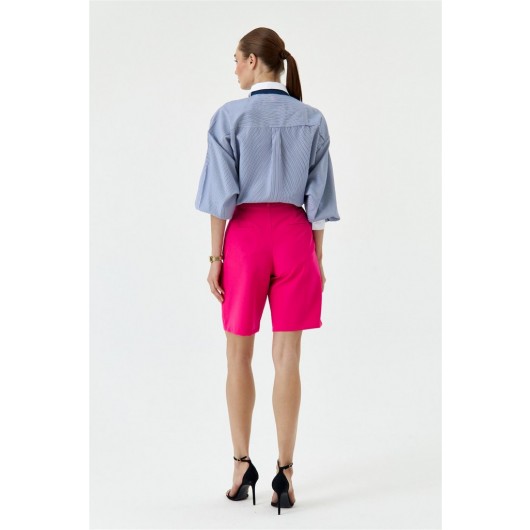 Pleated Bermuda Fuchsia Women's Shorts