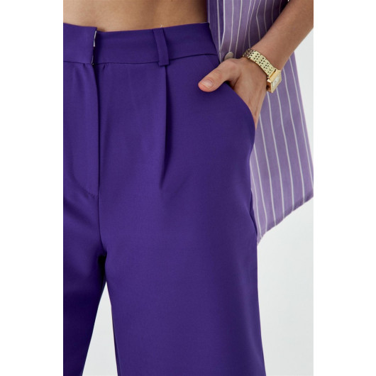 Pleated Bermuda Purple Women's Shorts
