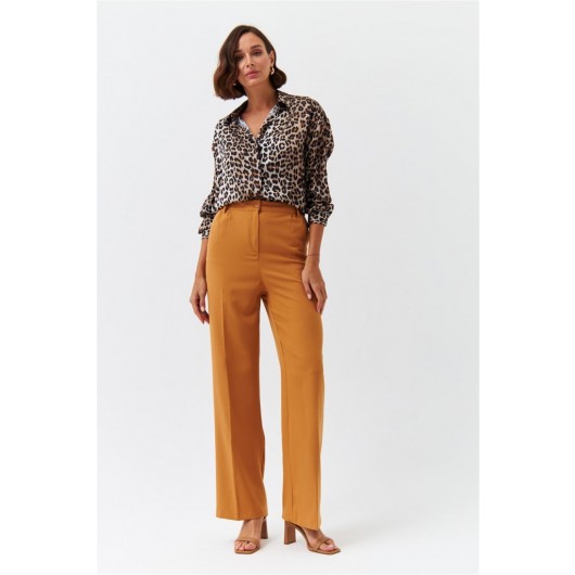Pleated Palazzo Light Brown Women's Trousers