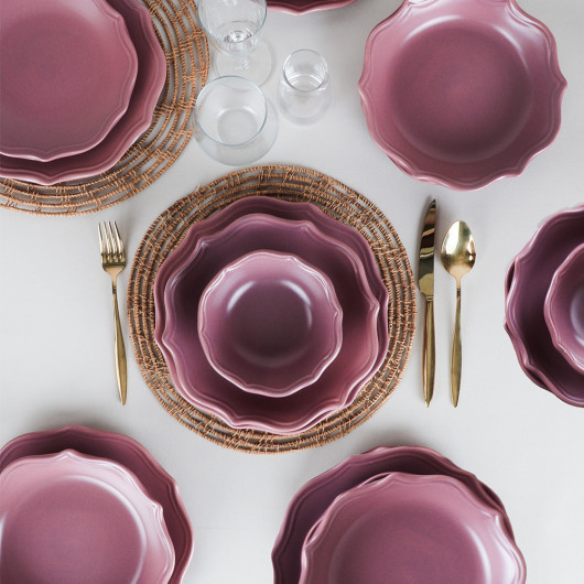 Dinnerware Set 24 Pieces For 6 Persons Violet Matte Romeo