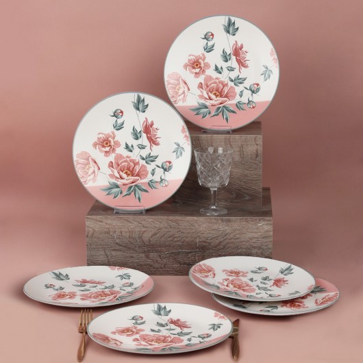 Serving Plate With Flowers 26 Cm 6 Pieces - 19279 Rosetta