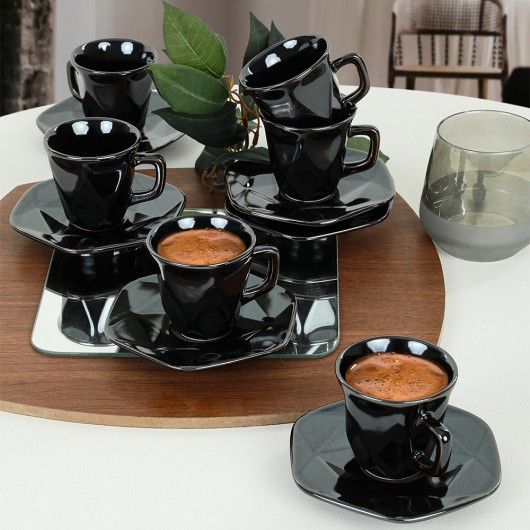 طقم فناجين قهوة بتصميم كريستالي 12 قطعة لـ 6 أشخاص Shizen