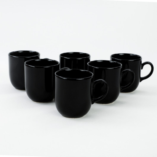 Mug Black Color 10 Cm 6 Pieces Ekinoks