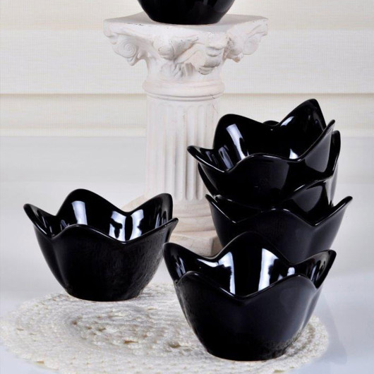 Dishes For Nuts In The Shape Of A Lily Flower 12 Cm 6 Pieces Black Color