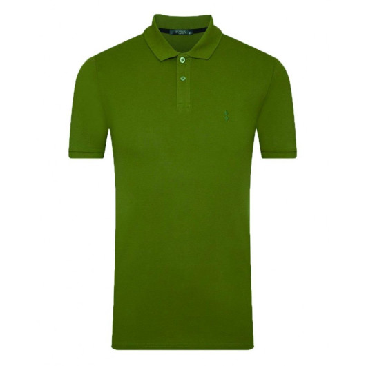 100% Cotton Slim Fit Polo Neck Camouflage Green Men's T-Shirt