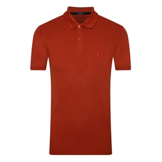 Süvari 100% Cotton Slim Fit Polo Neck Dark Orange Men's T-Shirt