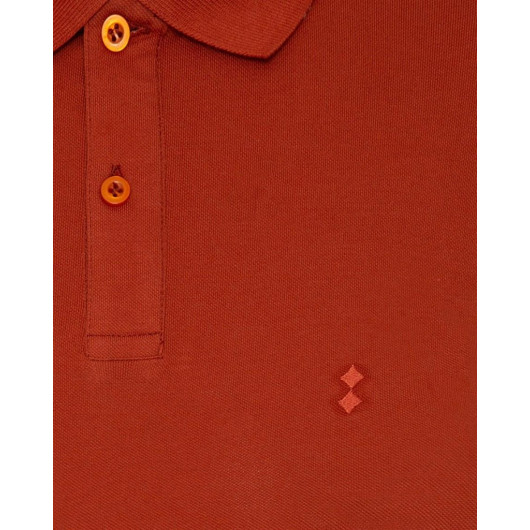 Süvari 100% Cotton Slim Fit Polo Neck Dark Orange Men's T-Shirt