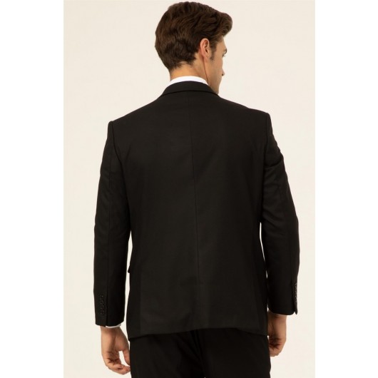 Men's Formal Suit Set Without Blazer Relaxed Fit Black Süvari 6 Drop