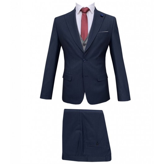 Navy Blue Süvari 6 Drop. Slim Fit Men's Formal Suit Set Set