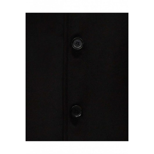 Black Süvari Stand Collar Oversized Molded Coat