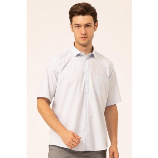 Süvari Loose Fit Plain Blue Pocket Short Sleeve Shirt