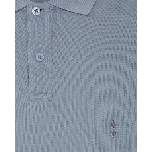 Süvari Slim Fit Polo Neck Gray Men's T-Shirt