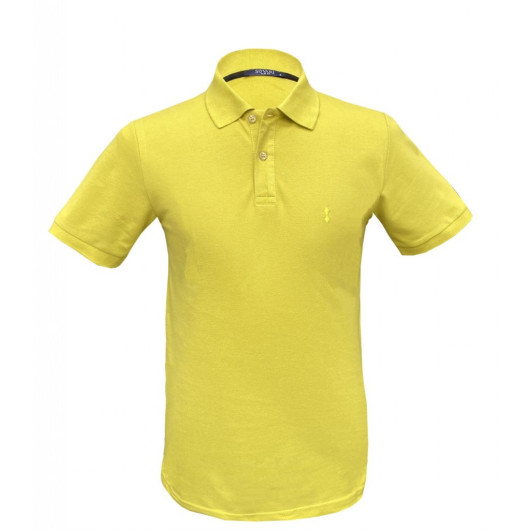 Süvari Slim Fit Polo Neck Neon Green Men's T-Shirt