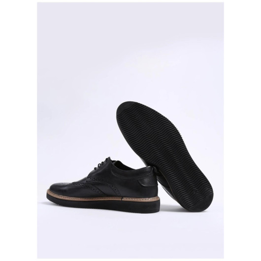 Men's Leather Black Flat Shoes