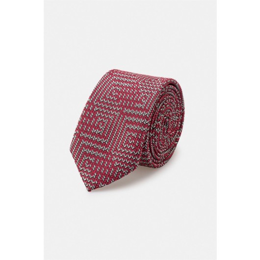 Red Süvari Hand-Patterned Tie / Cravat