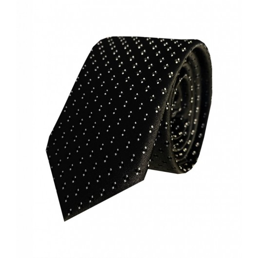 Black Süvari Hand-Patterned Tie / Cravat