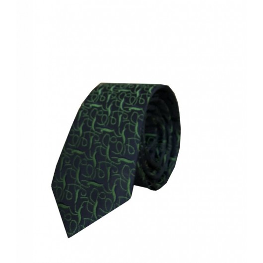 Horseman Patterned Hand Made Green Tie