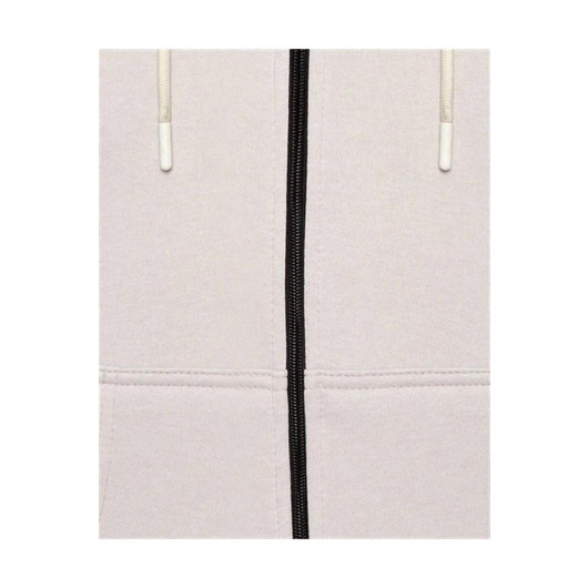 Süvari Hooded Zipper Collar Regular Fit Plain White Sweatshirt