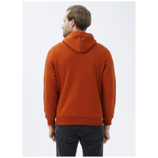 Süvari Hooded Zipper Collar Regular Fit Plain Tile Sweatshirt