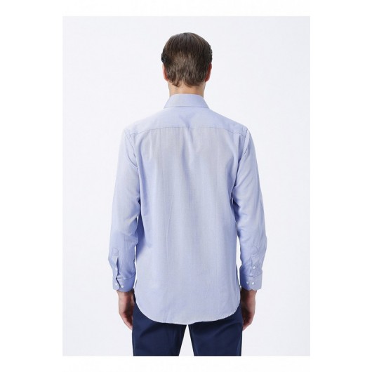 Süvari Light Blue Dobby Double-Breasted Regular-Fit Work Shirt With Cuffs