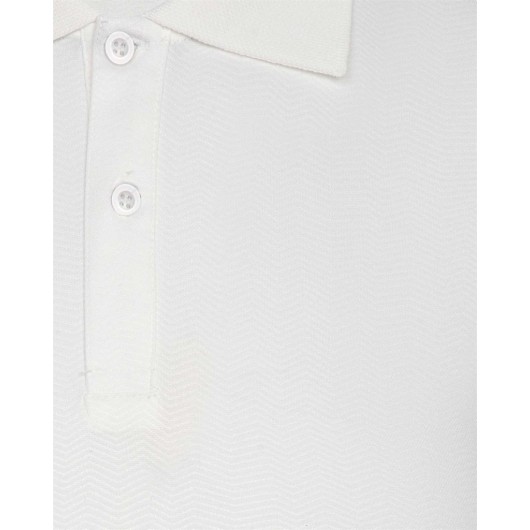 Süvari Comfortable Pattern Patterned Polo Collar White Men's T-Shirt