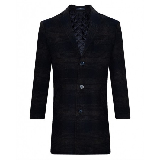 Süvari Comfortable Fit Mono Collar Black Men's Coat