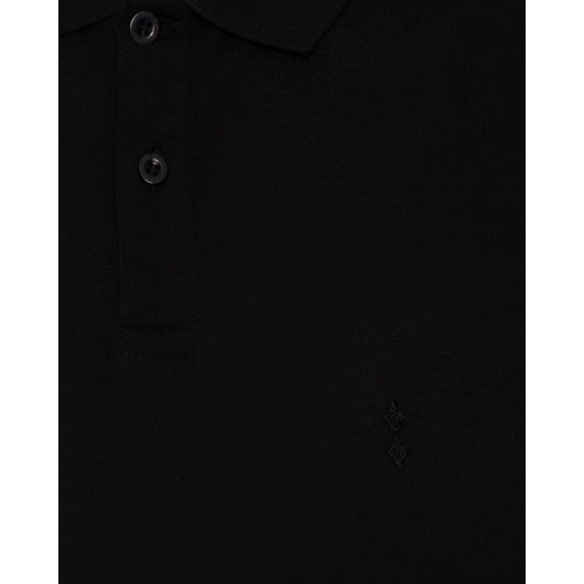 Süvari Comfortable Fit Polo Neck Black Men's T-Shirt