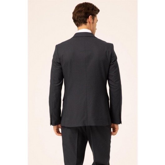 Süvari Navy Dobby Regular Fit Men's Formal Suit Set