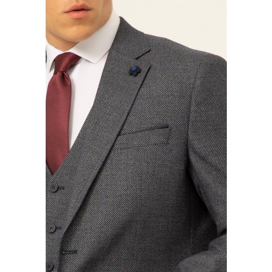Slim Fit Gray Vest Suit- Süvari