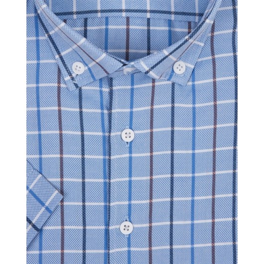 Süvari Slim Fit Short Sleeve Blue Men's Shirt