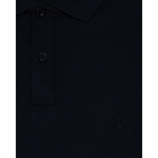 Süvari Slim Fit Polo Neck Navy Blue Men's T-Shirt