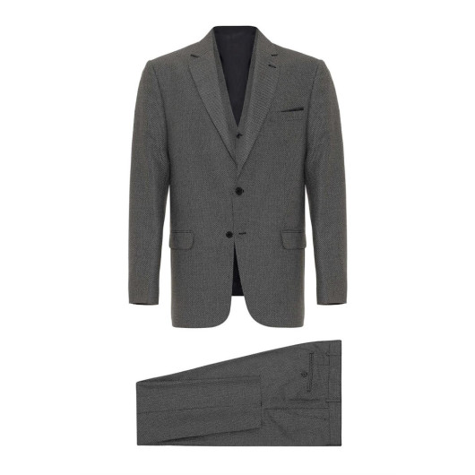 Cavalry Vest Dobby Pleated Loose Fit 6 Drop Gray Suit