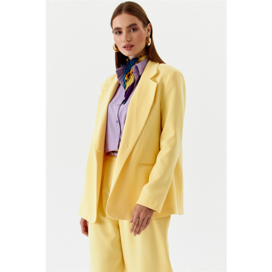 Single Button Blazer Yellow Women's Jacket