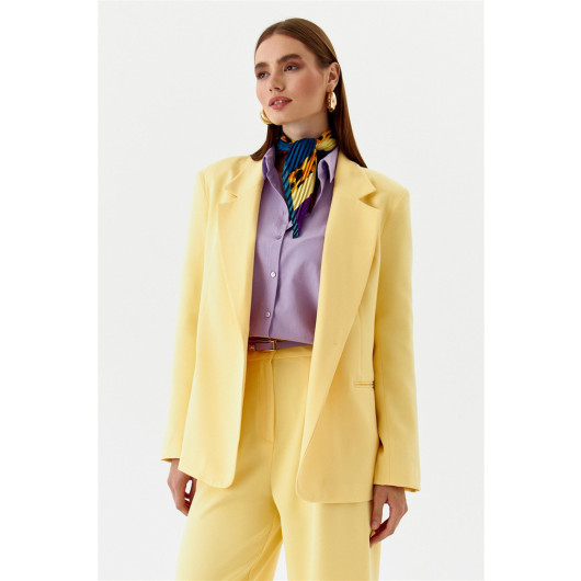 Single Button Blazer Yellow Women's Jacket