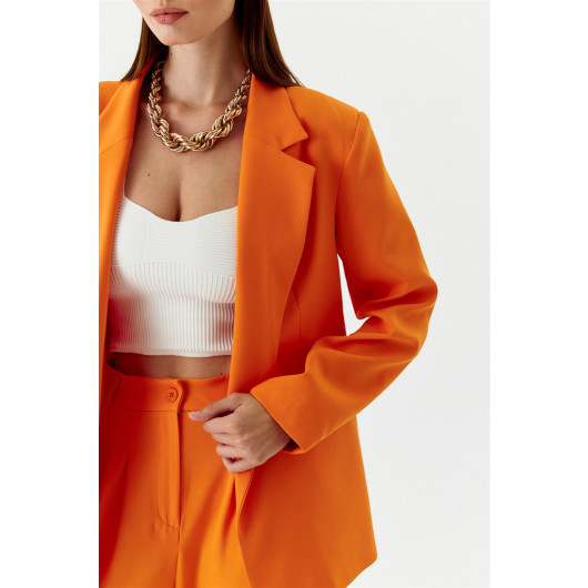 Single Button Blazer Orange Women's Jacket