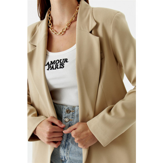 Single Button Blazer Mink Women's Jacket